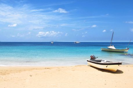 Boats at Little Corn Island Beach