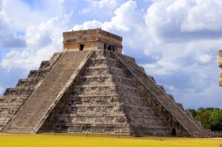 Chichen Itza snake and Kukulkan Mayan temple pyramid