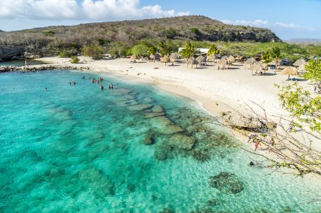 Daaibooi beach and the historic ruins above it - Curacao